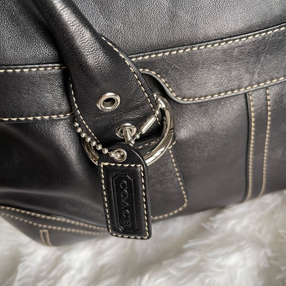 Coach Horton Black Leather Satchel Shoulder Purse - Picture 9 of 11